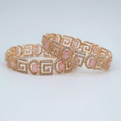 Pair of Rose Gold Bangles - Pink - Fancy Fab Jewels