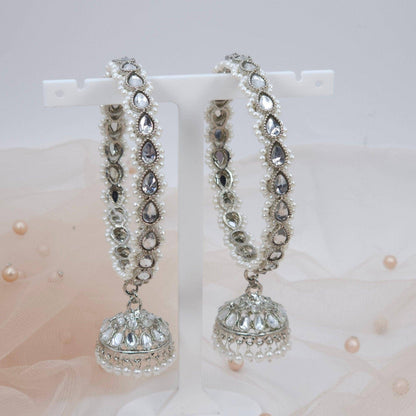 Polki Jhumka Drop Bangles Silver - Fancy Fab Jewels