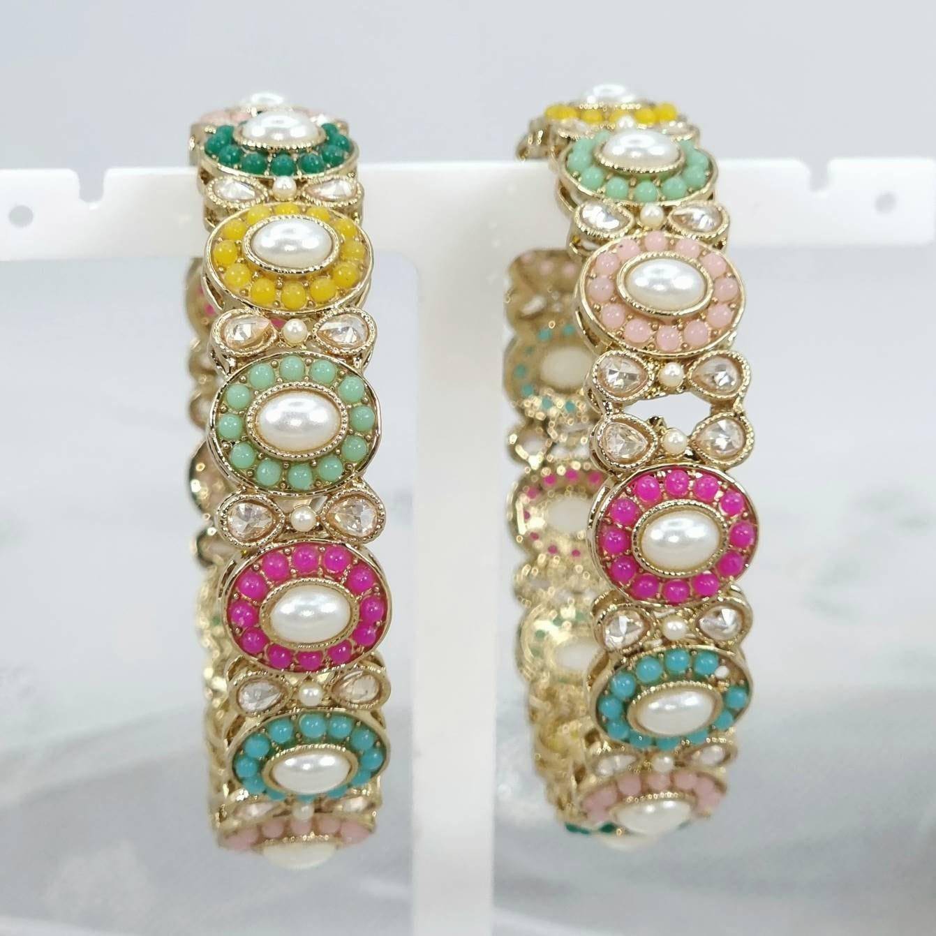 Ramia- Multicolour Antique Gold Bangles - Fancy Fab Jewels