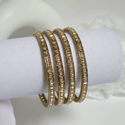 Set of 4 Antique Gold Polki Bangles - Fancy Fab Jewels