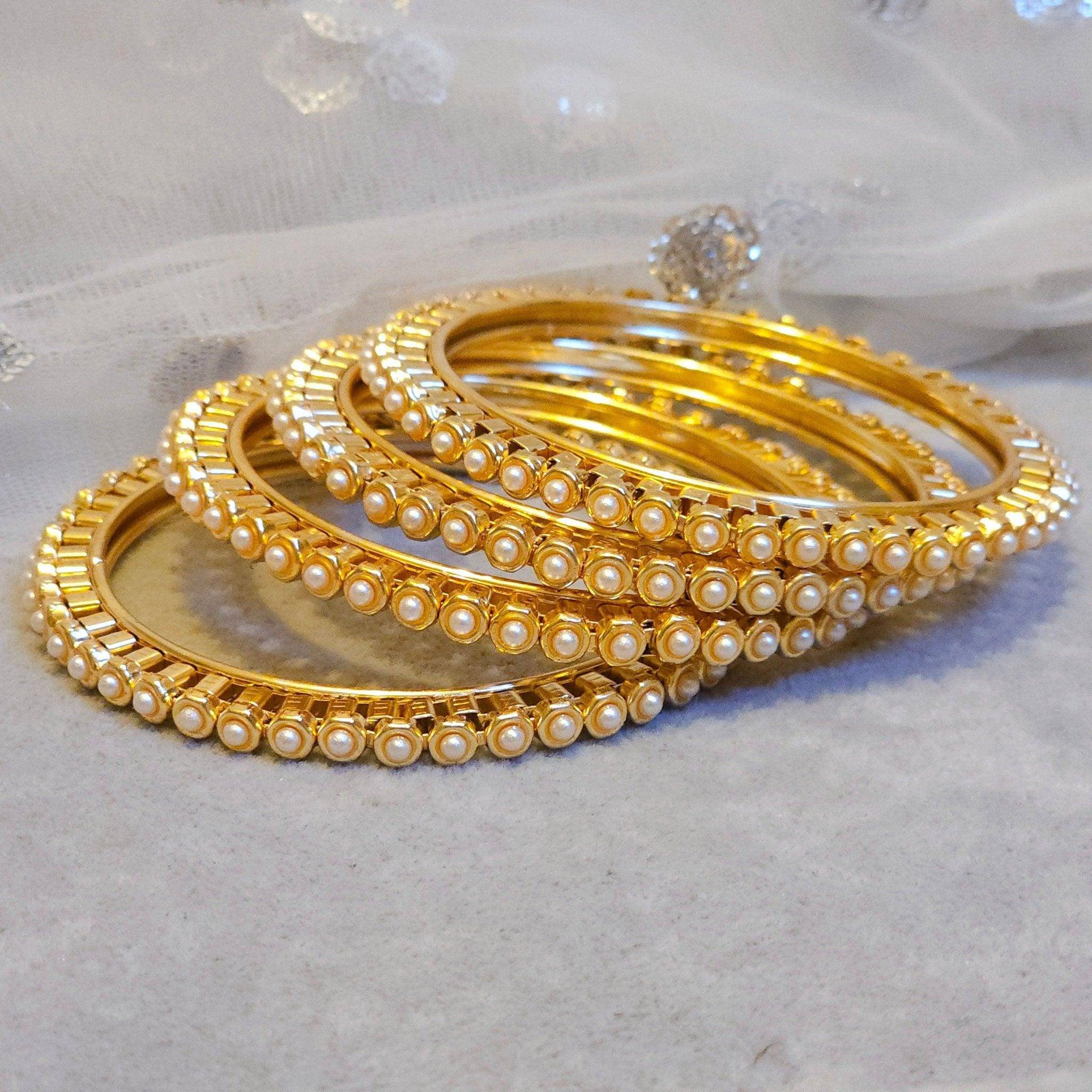 Set of 4 Elegant Pearl Bangles for a Touch of Class  Perfect for Any Occasion - Fancy Fab Jewels