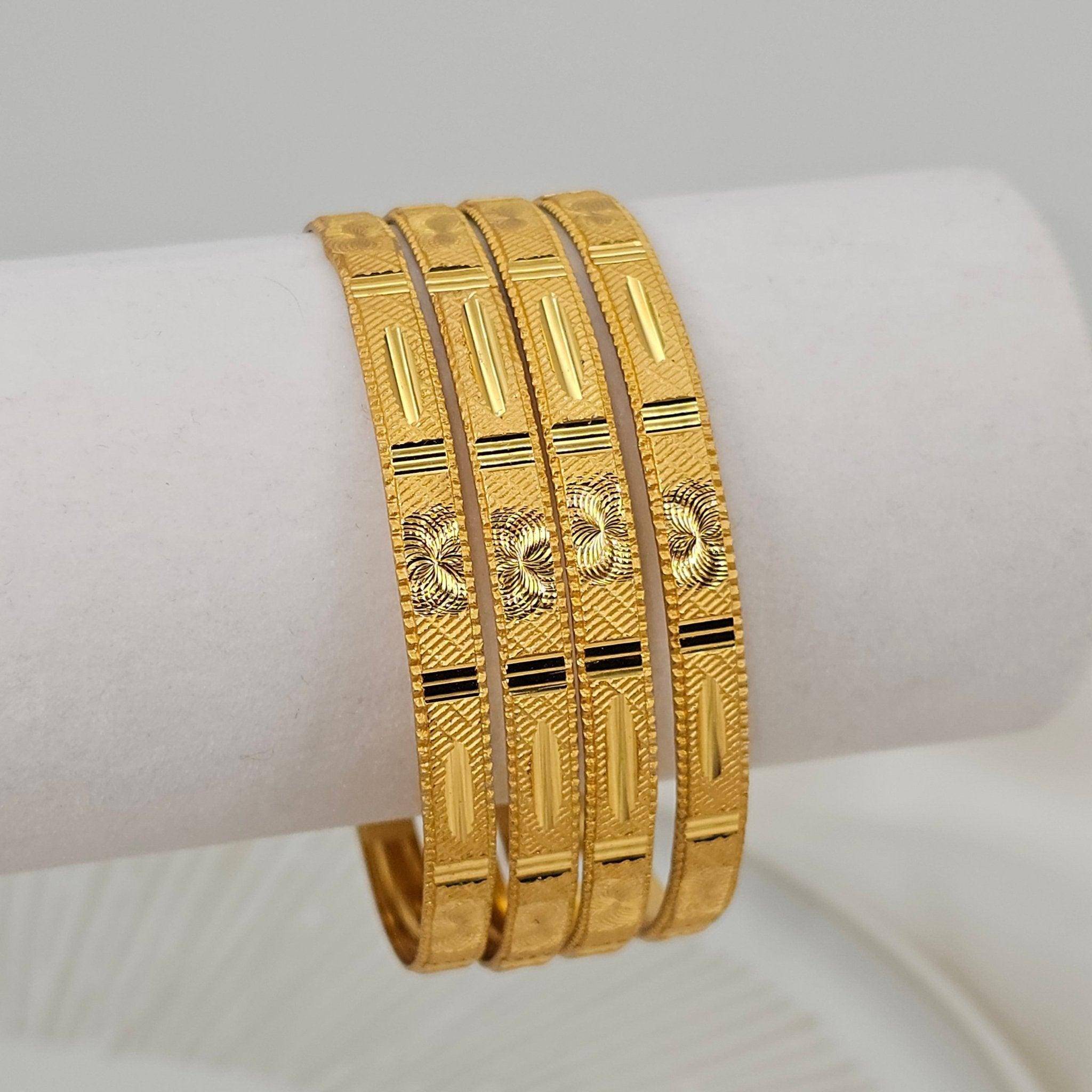 Set of 4 Gold Plated Indian Bangles - Fancy Fab Jewels