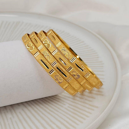 Set of 4 Gold Plated Indian Bangles - Fancy Fab Jewels