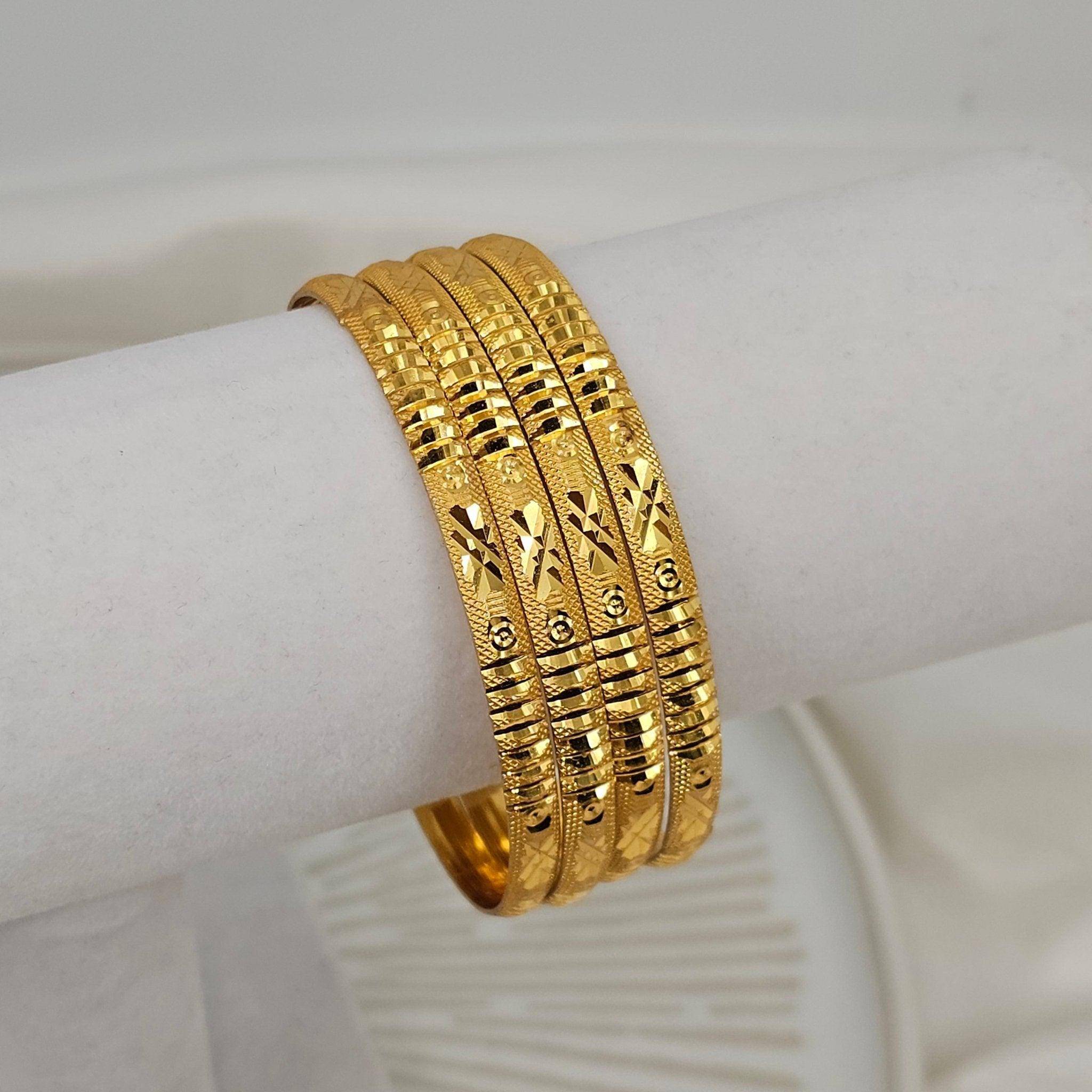 Set of 4 Gold Plated Indian Bangles - Fancy Fab Jewels