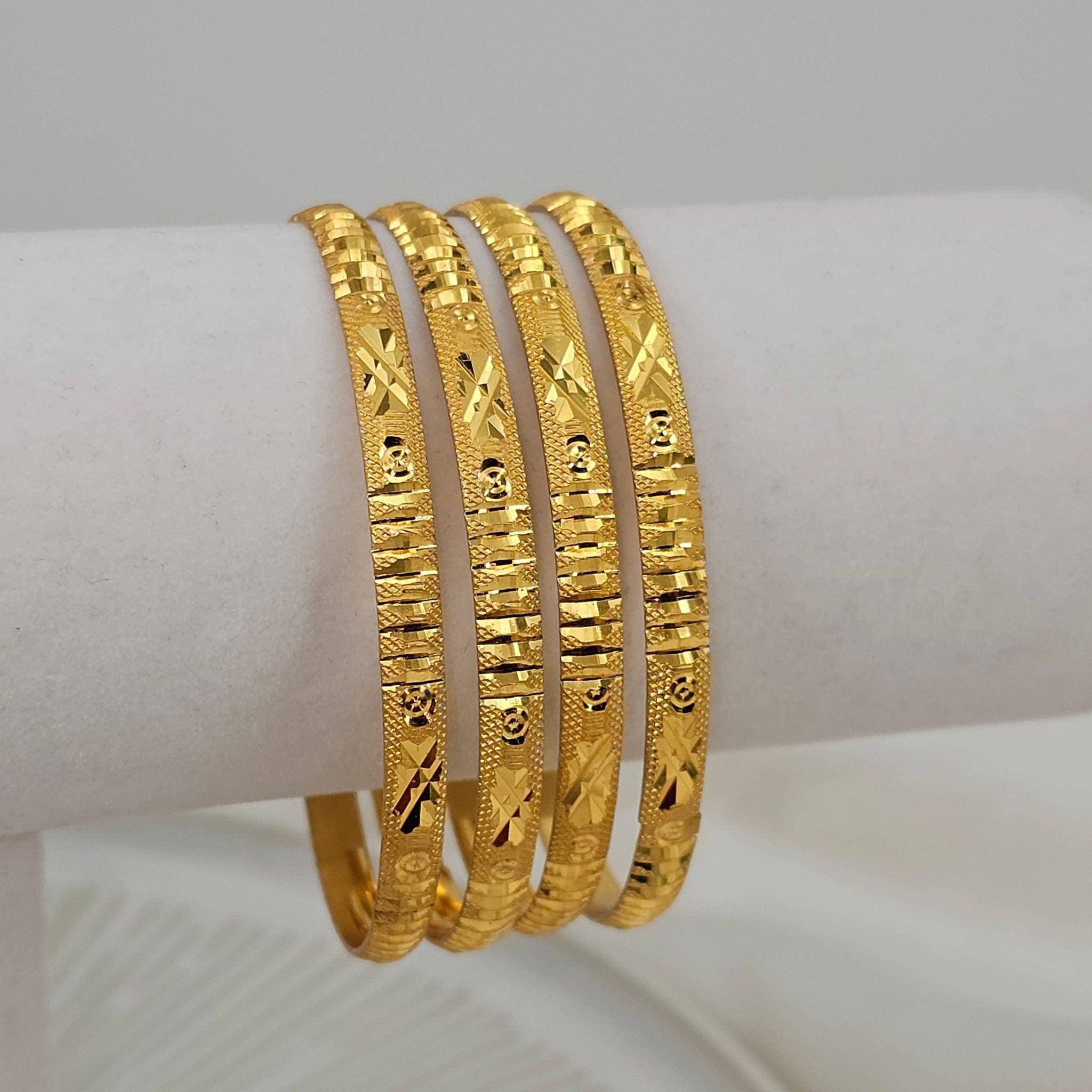 Set of 4 Gold Plated Indian Bangles - Fancy Fab Jewels