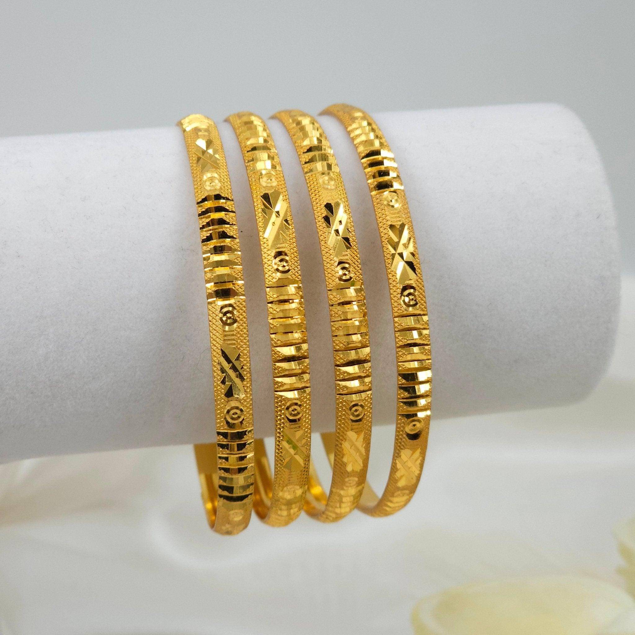 Set of 4 Gold Plated Indian Bangles - Fancy Fab Jewels