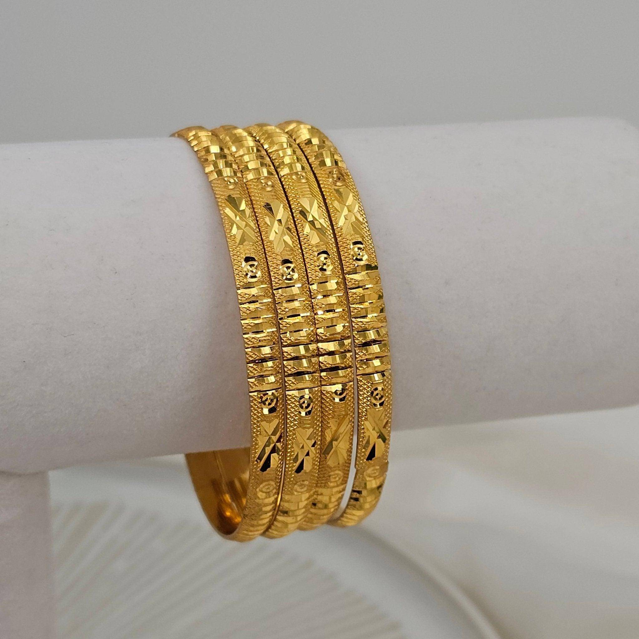 Set of 4 Gold Plated Indian Bangles - Fancy Fab Jewels