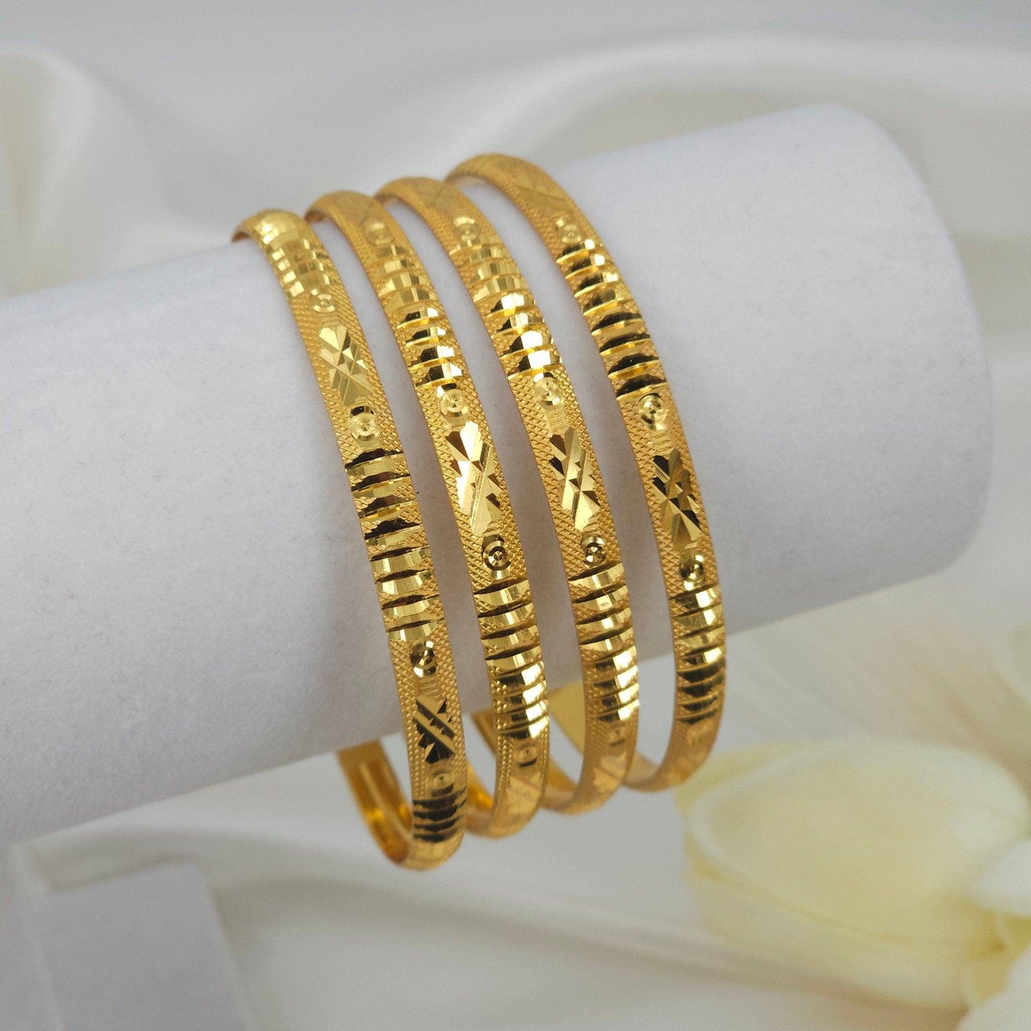 Set of 4 Gold Plated Indian Bangles - Fancy Fab Jewels