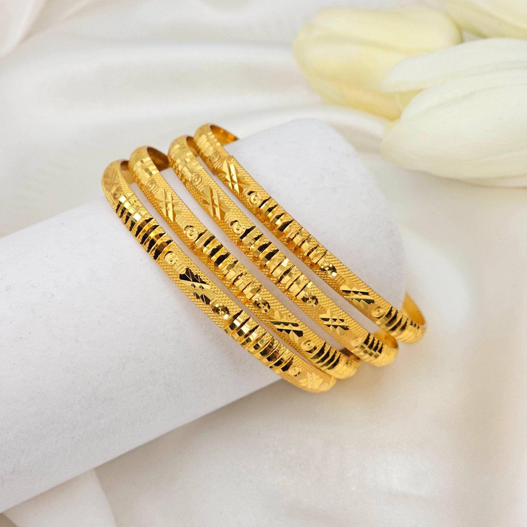 Set of 4 Gold Plated Indian Bangles - Fancy Fab Jewels