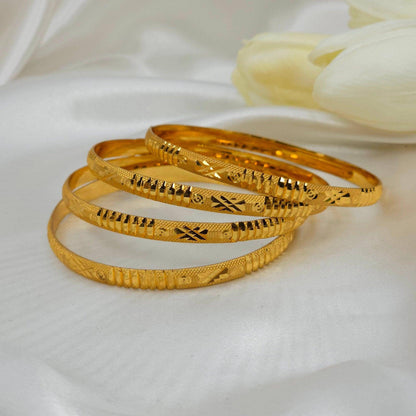 Set of 4 Gold Plated Indian Bangles - Fancy Fab Jewels