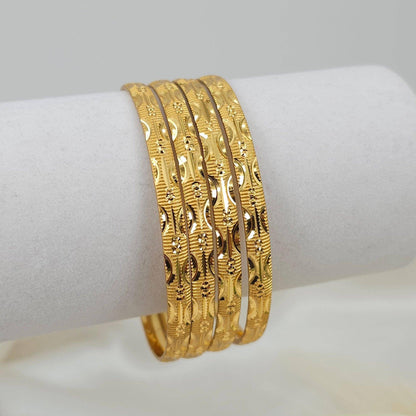 Set of 4 Gold Plated Indian Bangles - Fancy Fab Jewels