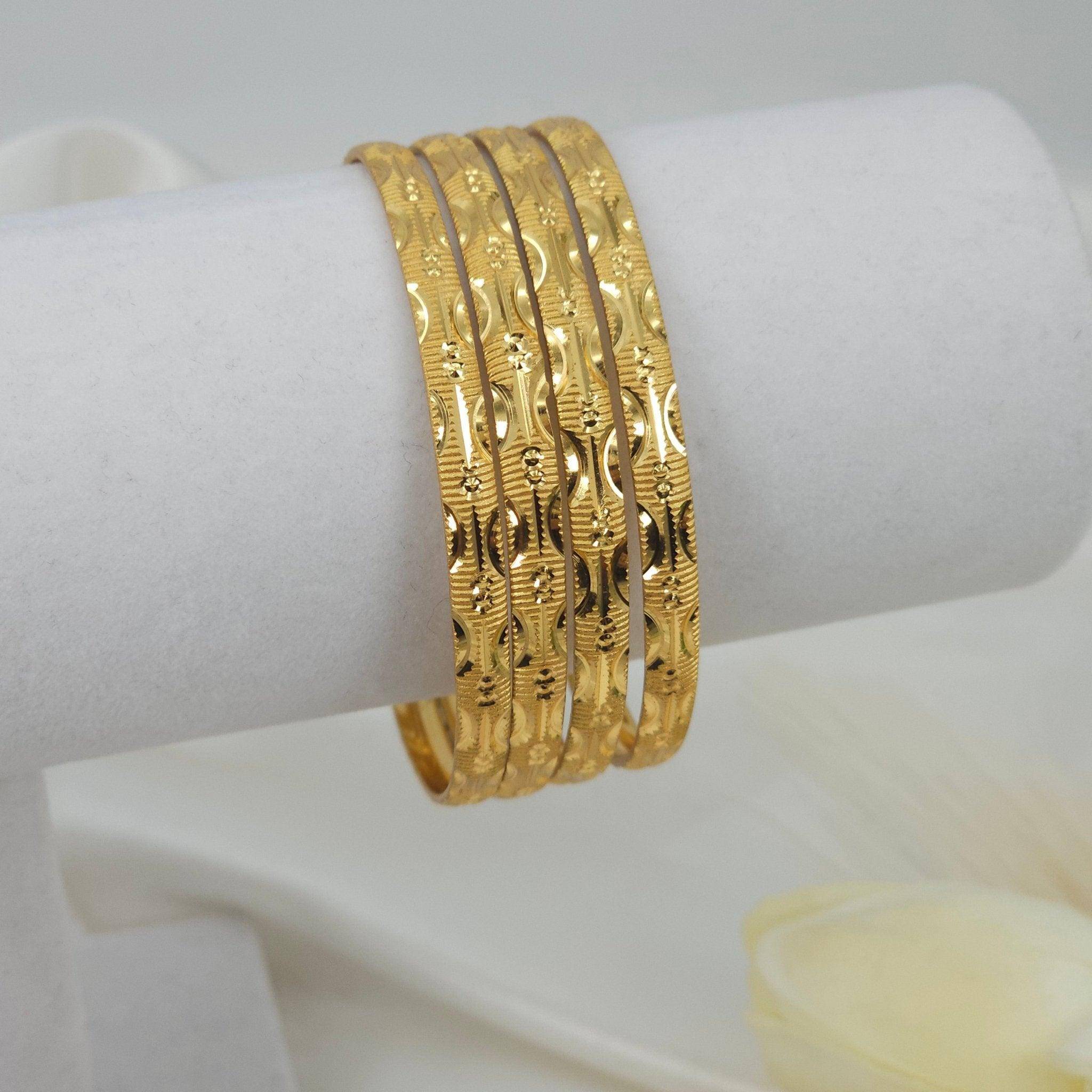 Set of 4 Gold Plated Indian Bangles - Fancy Fab Jewels