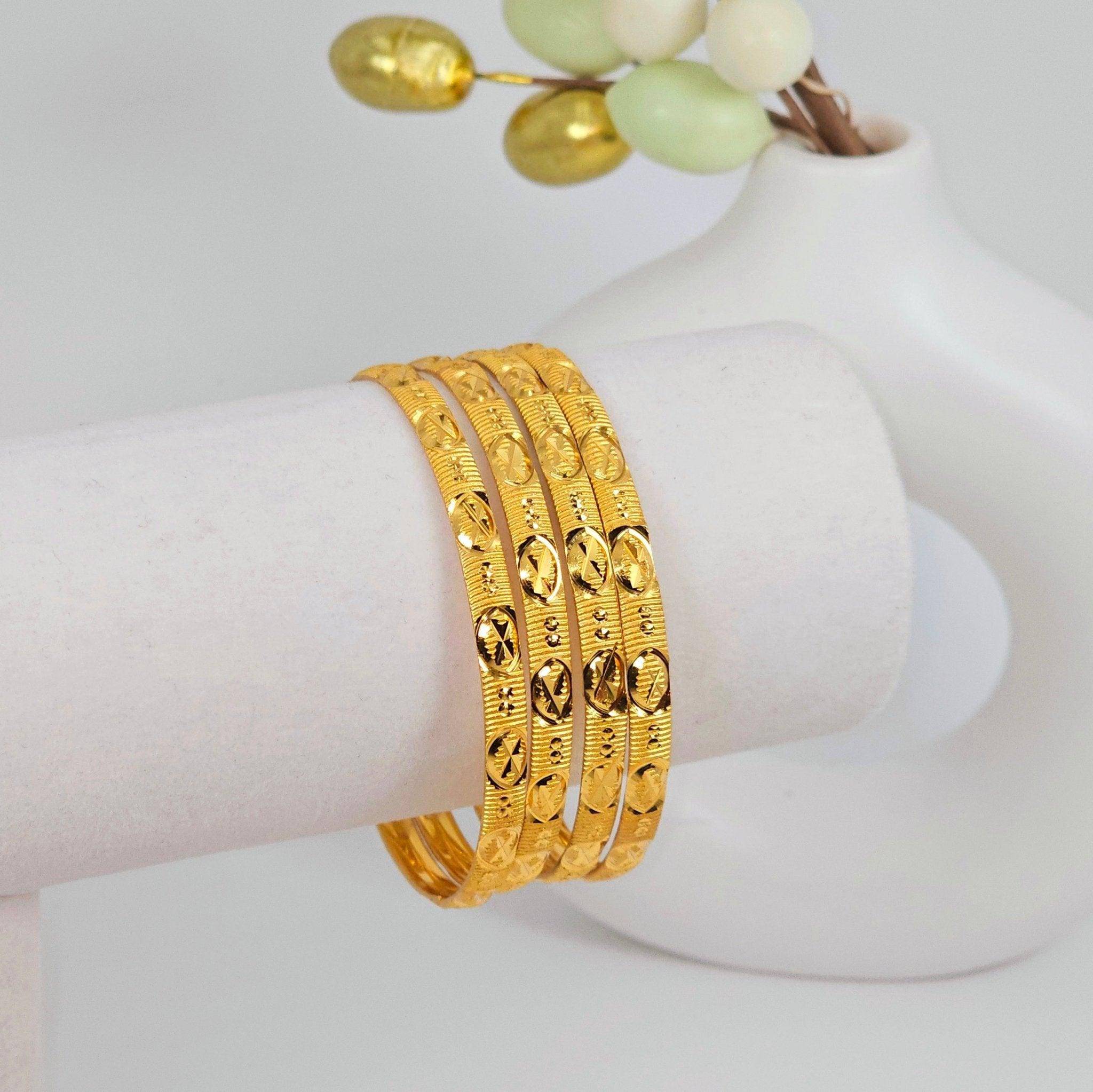 Set of 4 Gold Plated Indian Bangles - Fancy Fab Jewels