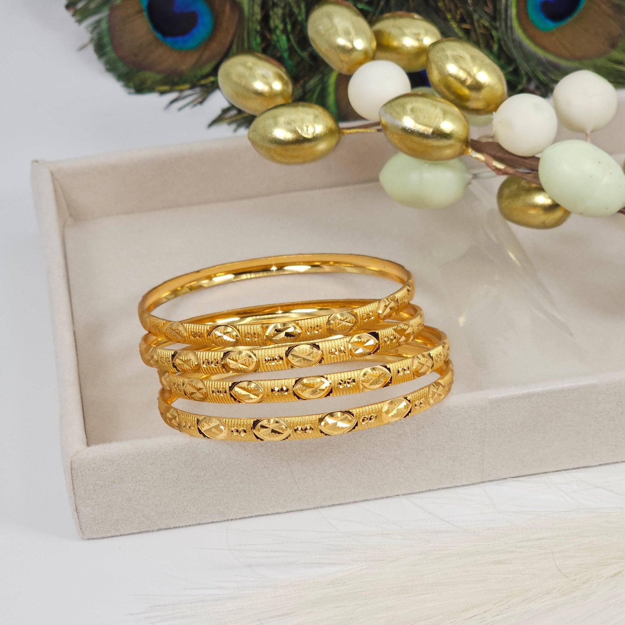 Set of 4 Gold Plated Indian Bangles - Fancy Fab Jewels