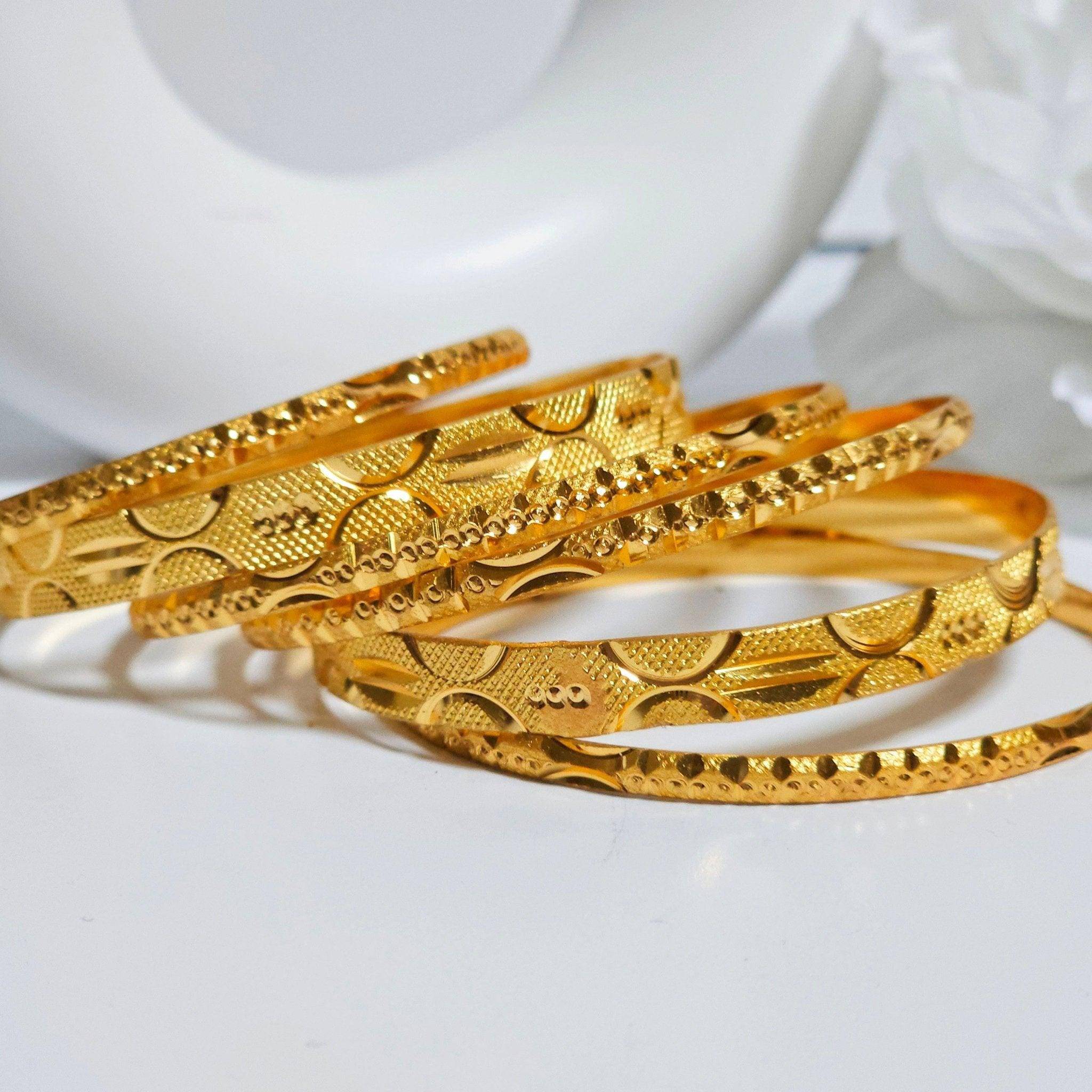 Set of 6 Gold Plated Indian Bangles - Fancy Fab Jewels