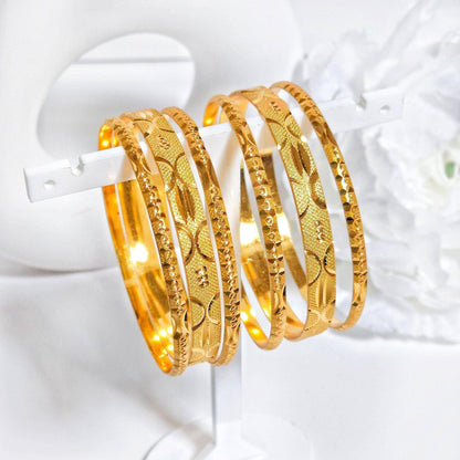 Set of 6 Gold Plated Indian Bangles - Fancy Fab Jewels