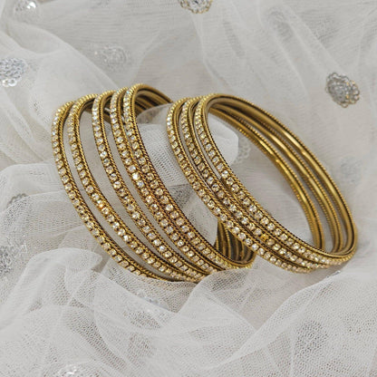 Sharmin- 8 Pcs Gold Plated  CZ Bangle Set - Fancy Fab Jewels