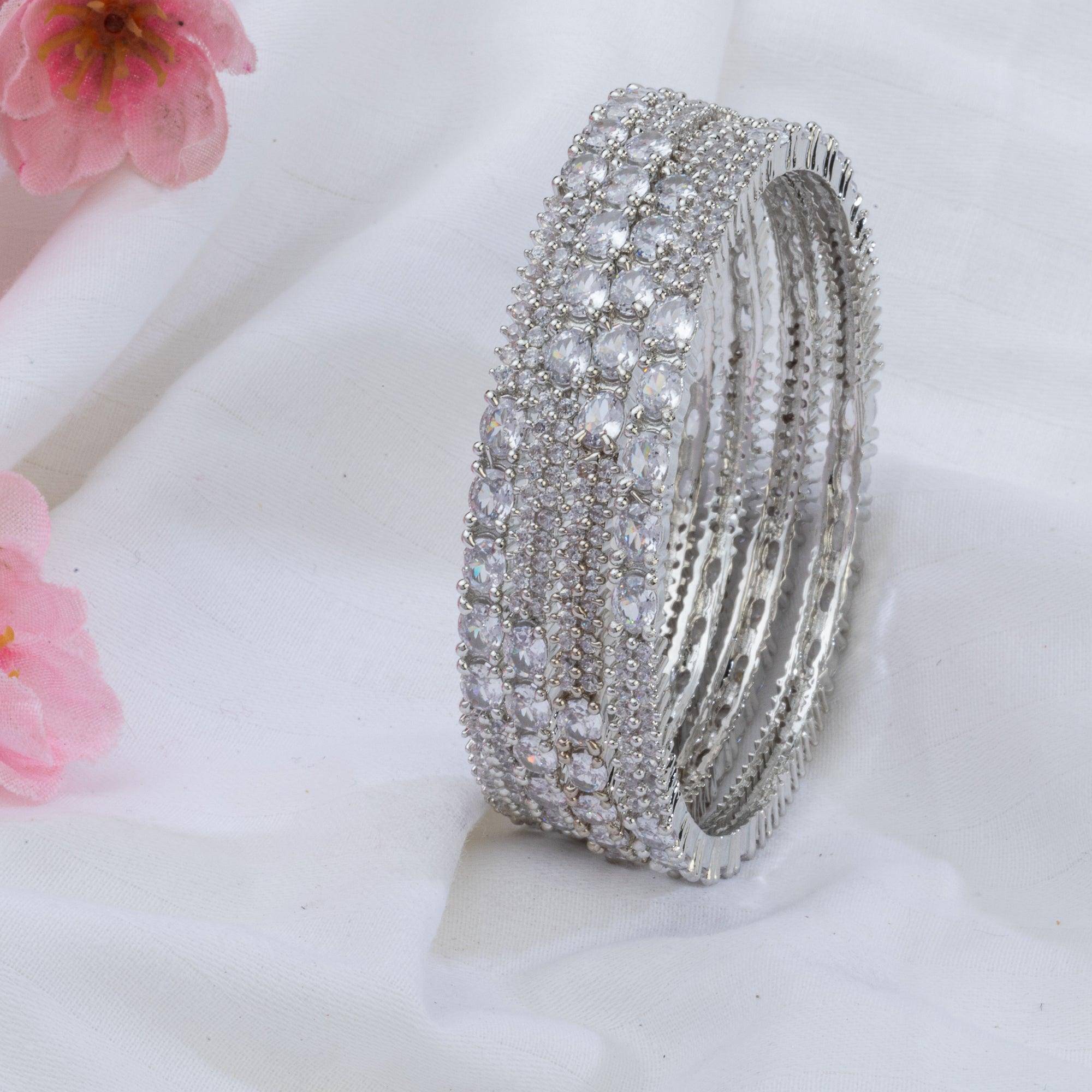 4 Pcs Bangles set - full silver - Fancy Fab Jewels