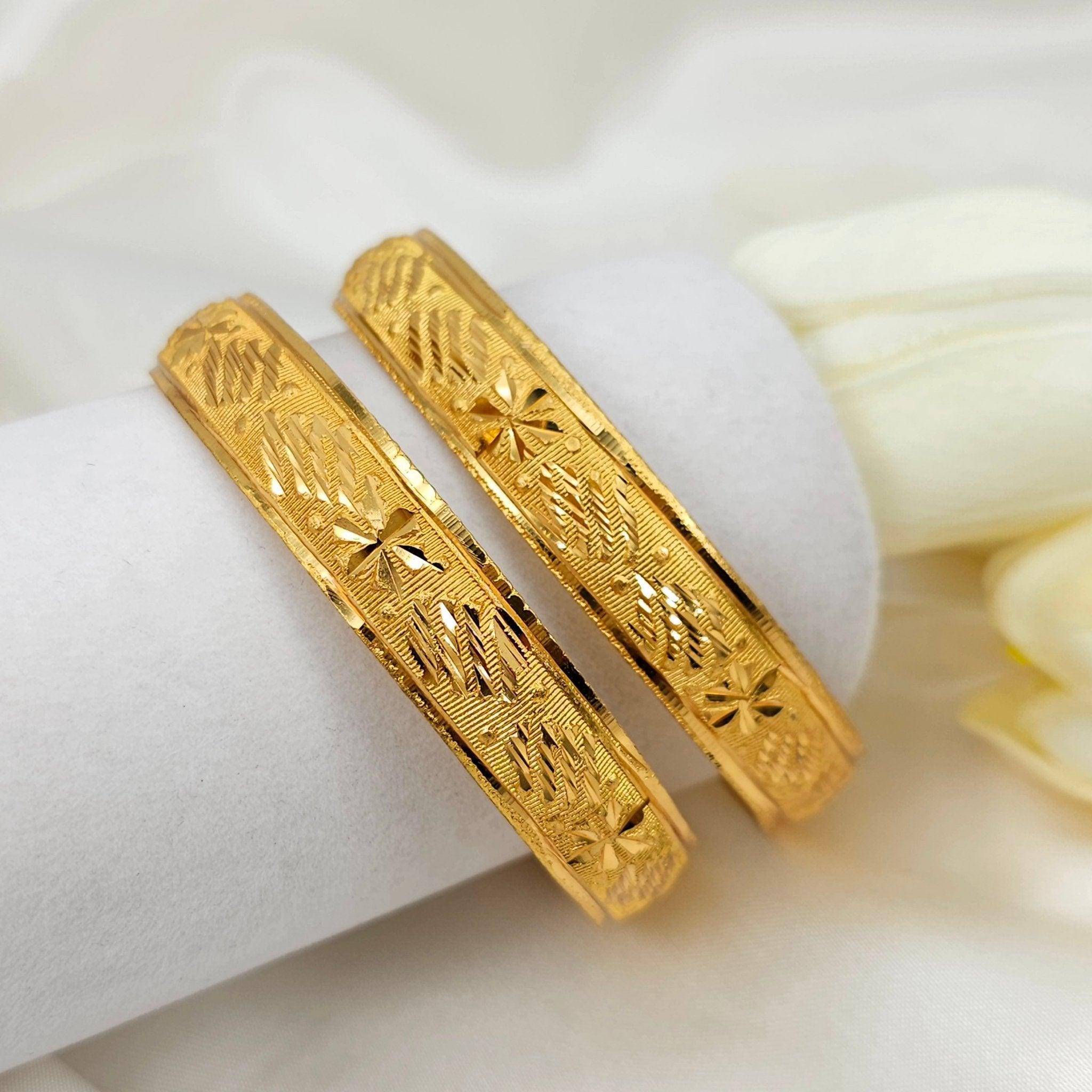 A Pair of Gold Plated Indian Bangles - Fancy Fab Jewels