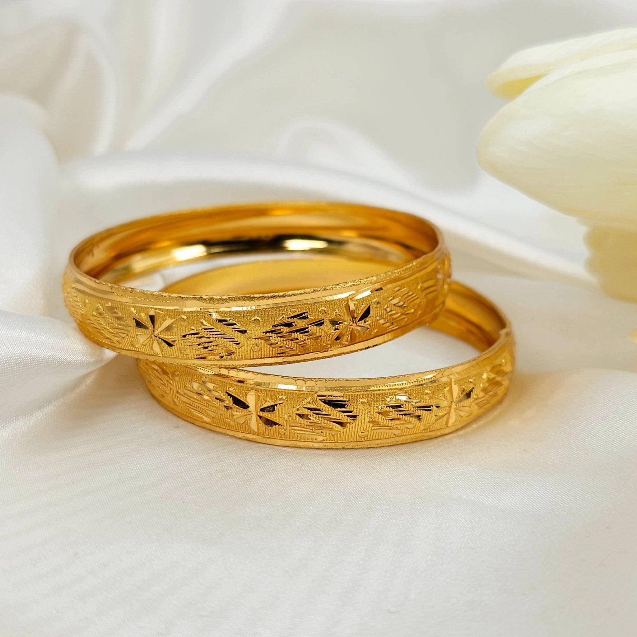 A Pair of Gold Plated Indian Bangles - Fancy Fab Jewels