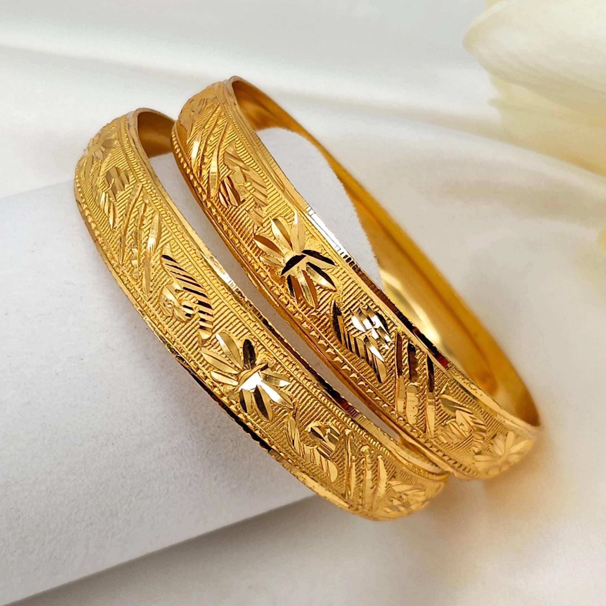 A Pair of Gold Plated Indian Bangles - Fancy Fab Jewels