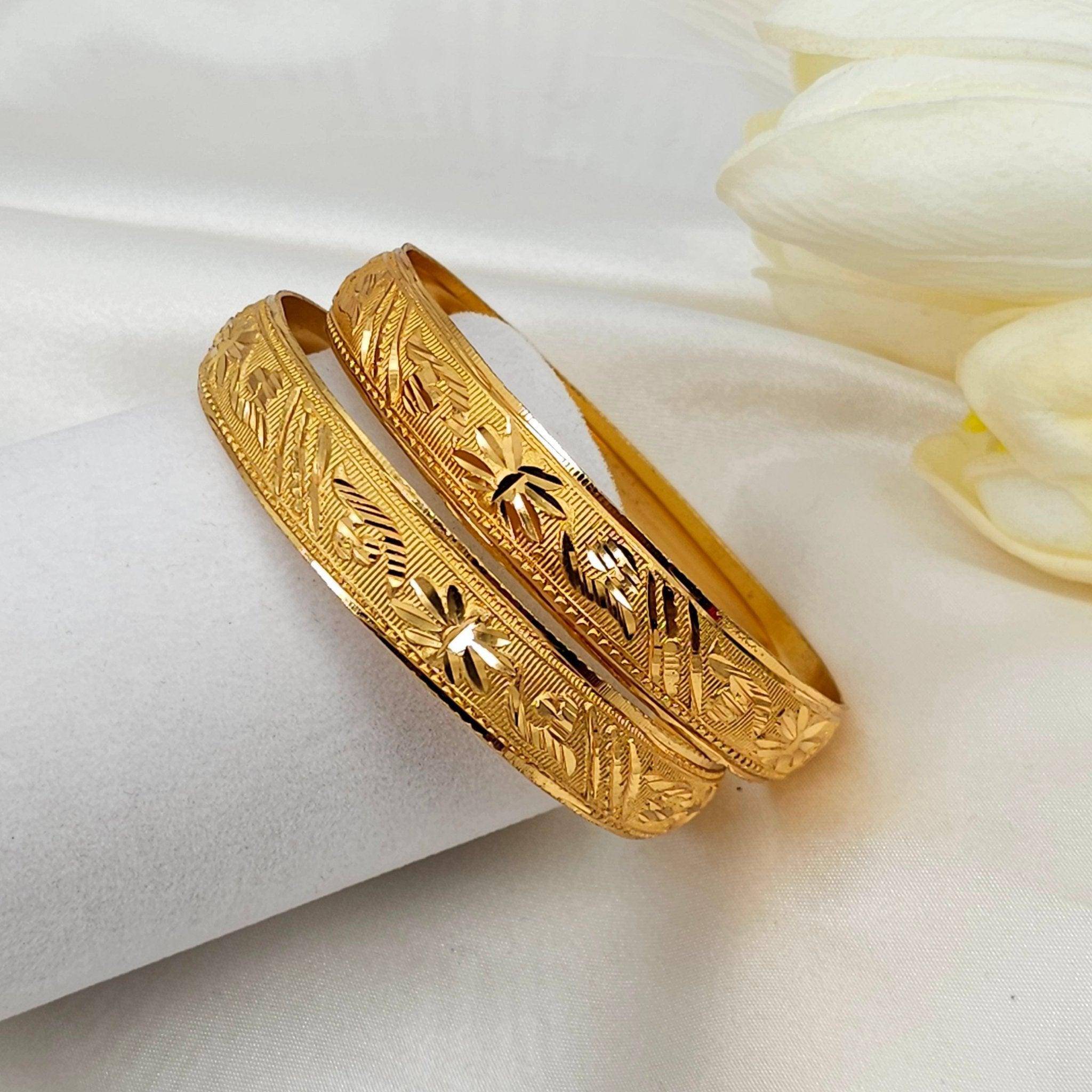 A Pair of Gold Plated Indian Bangles - Fancy Fab Jewels