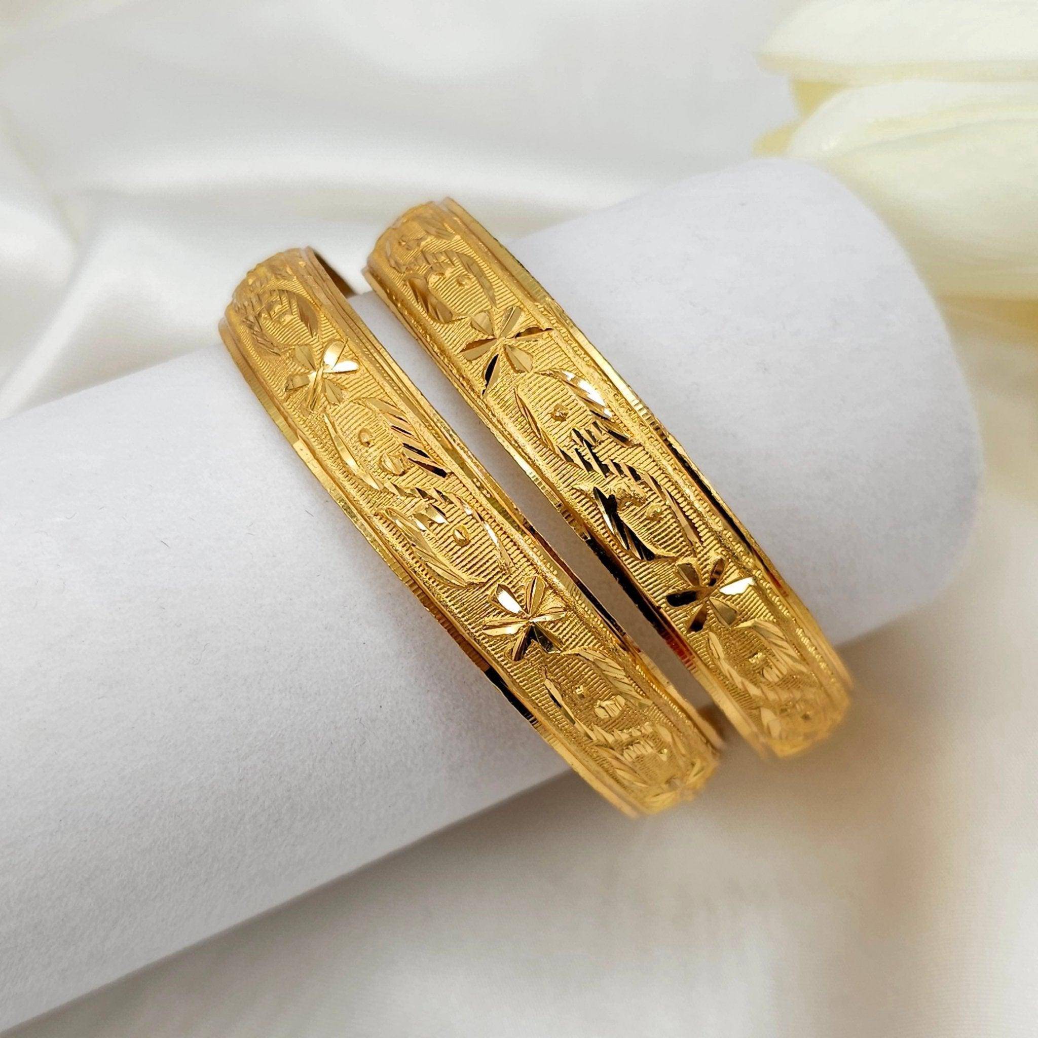 A Pair of Gold Plated Indian Bangles - Fancy Fab Jewels