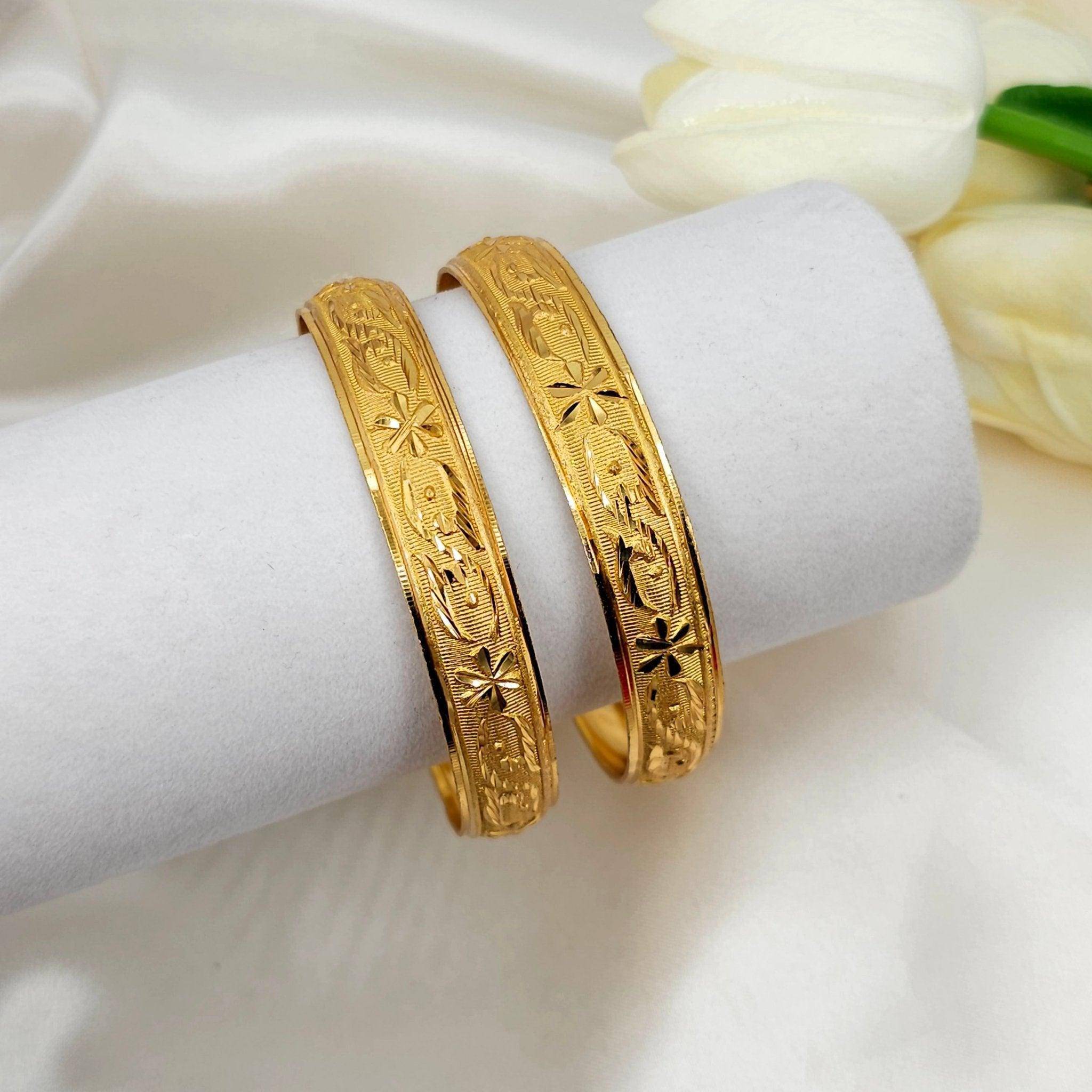 A Pair of Gold Plated Indian Bangles - Fancy Fab Jewels