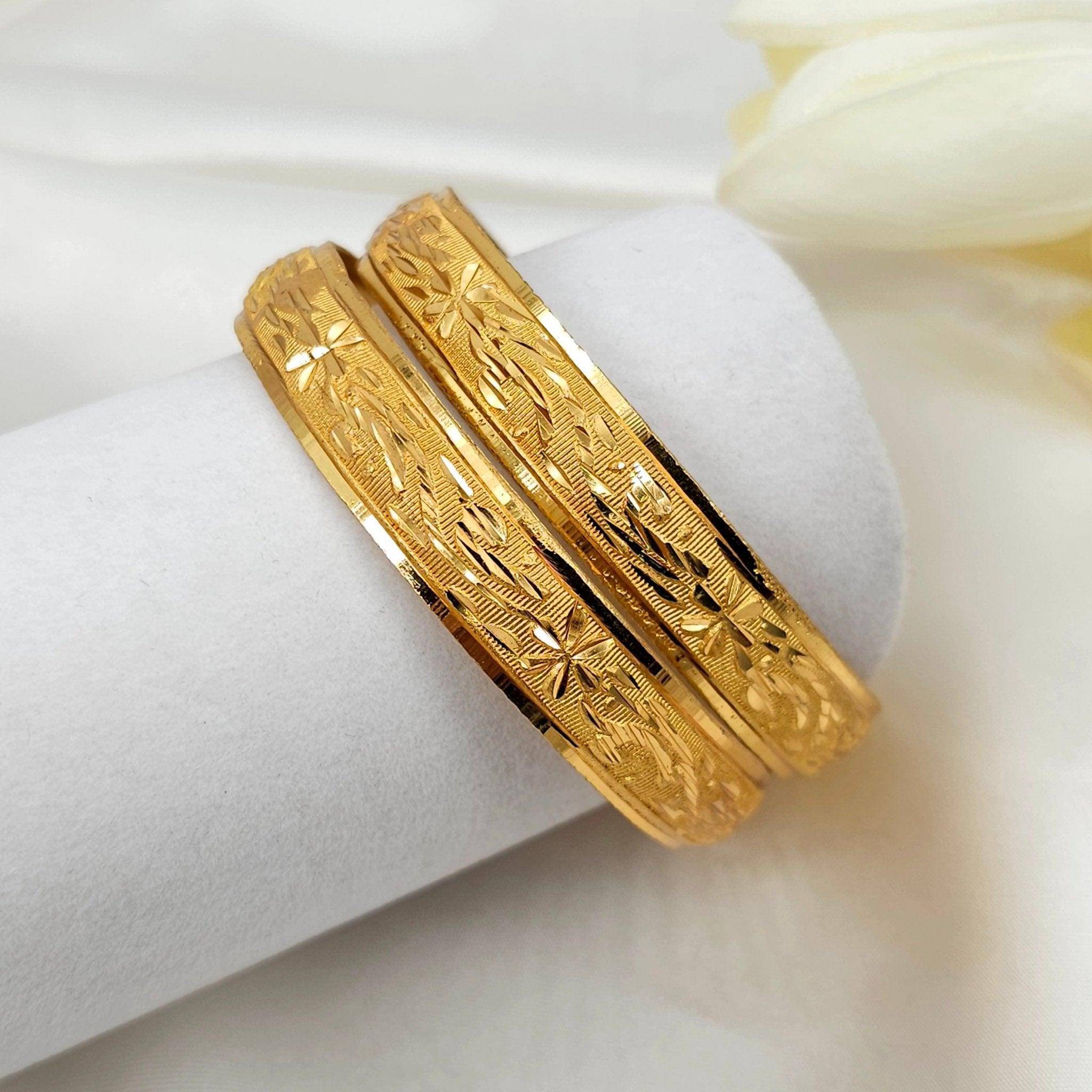 A Pair of Gold Plated Indian Bangles - Fancy Fab Jewels