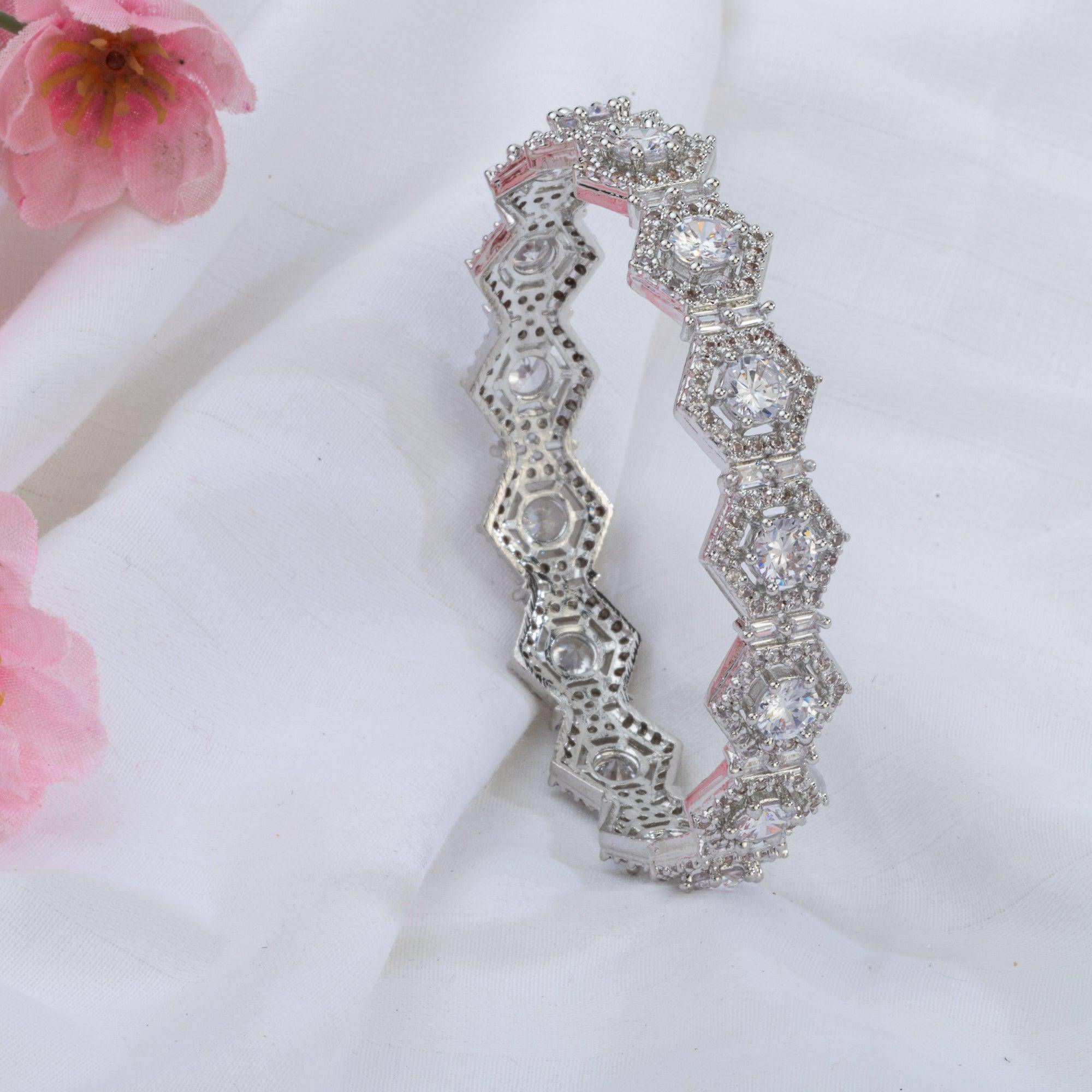 American Diamond Silver Bangles - Fancy Fab Jewels