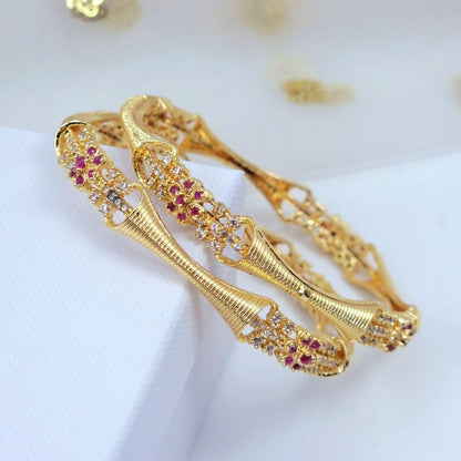 Gold Plated AD Bangle Set - Fancy Fab Jewels