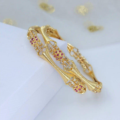 Gold Plated AD Bangle Set - Fancy Fab Jewels