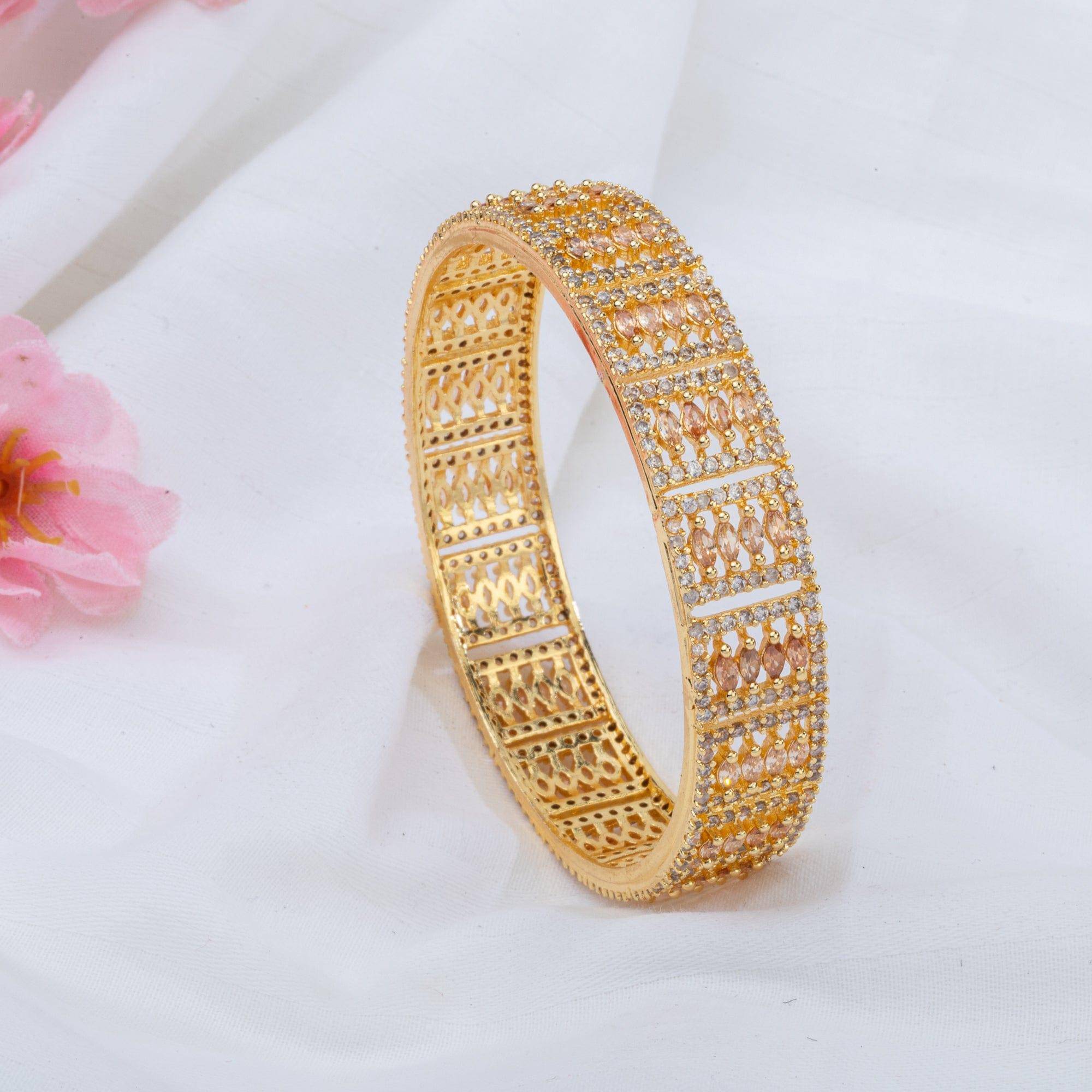 Gold Plated American Diamond Bangle Set - Fancy Fab Jewels