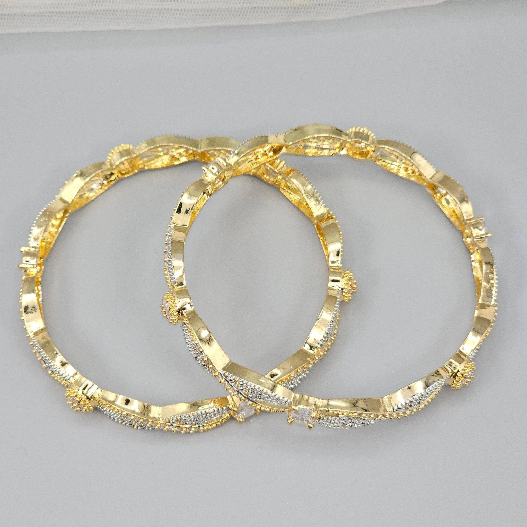 Gold Silver AD Bangle Set - Fancy Fab Jewels