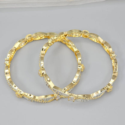 Gold Silver AD Bangle Set - Fancy Fab Jewels