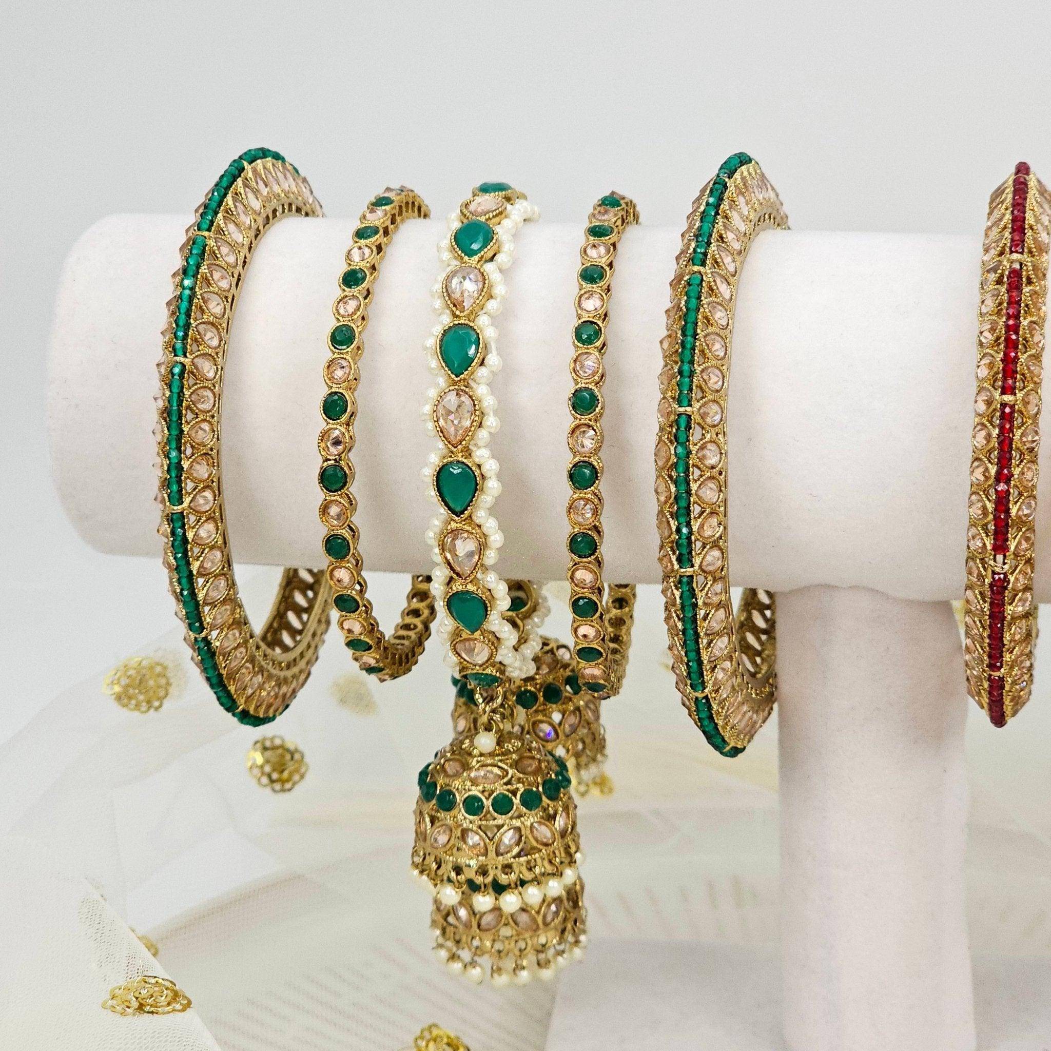 Luxury Polki Jhumka Bangle Stack - Fancy Fab Jewels