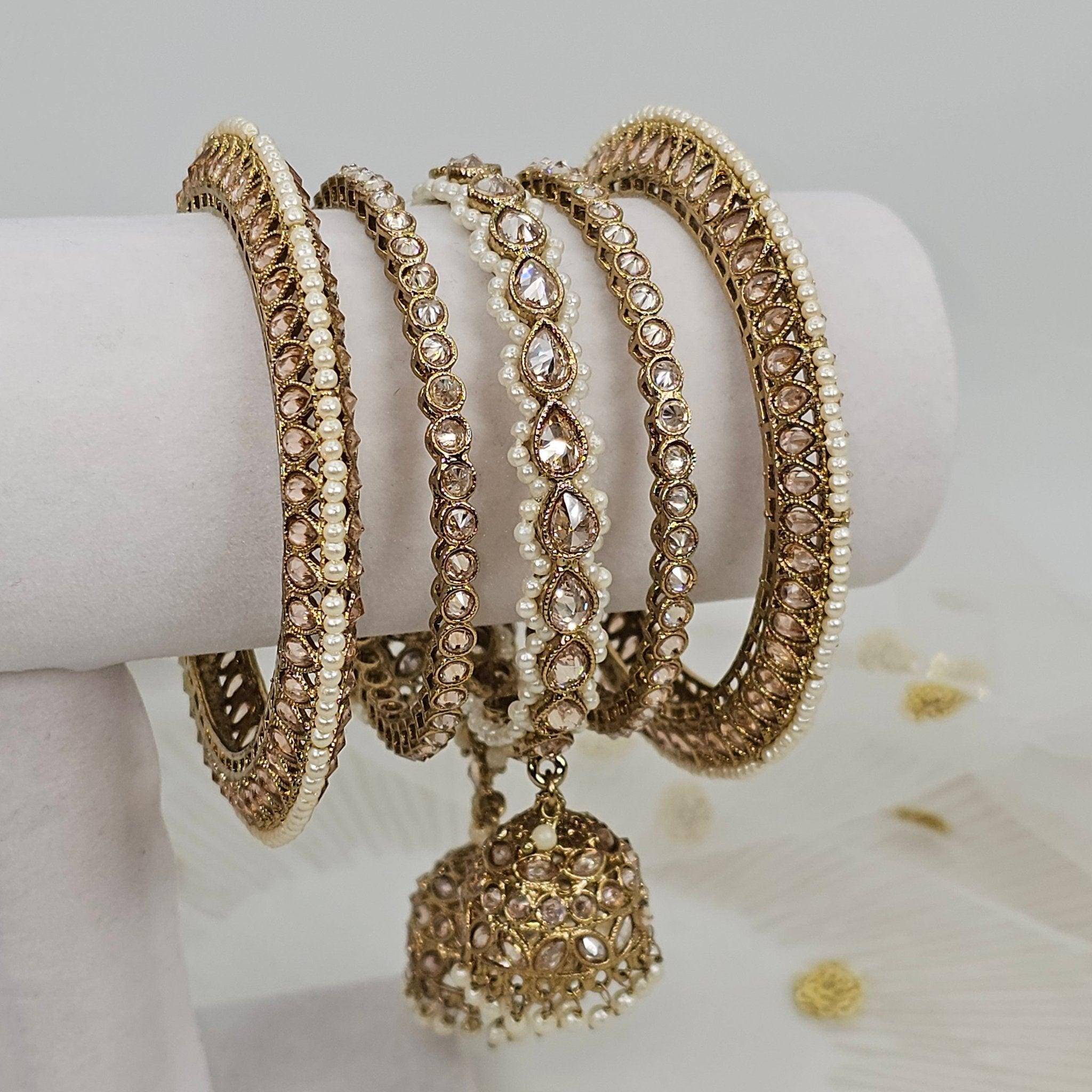 Luxury Polki Jhumka Bangle Stack - Fancy Fab Jewels