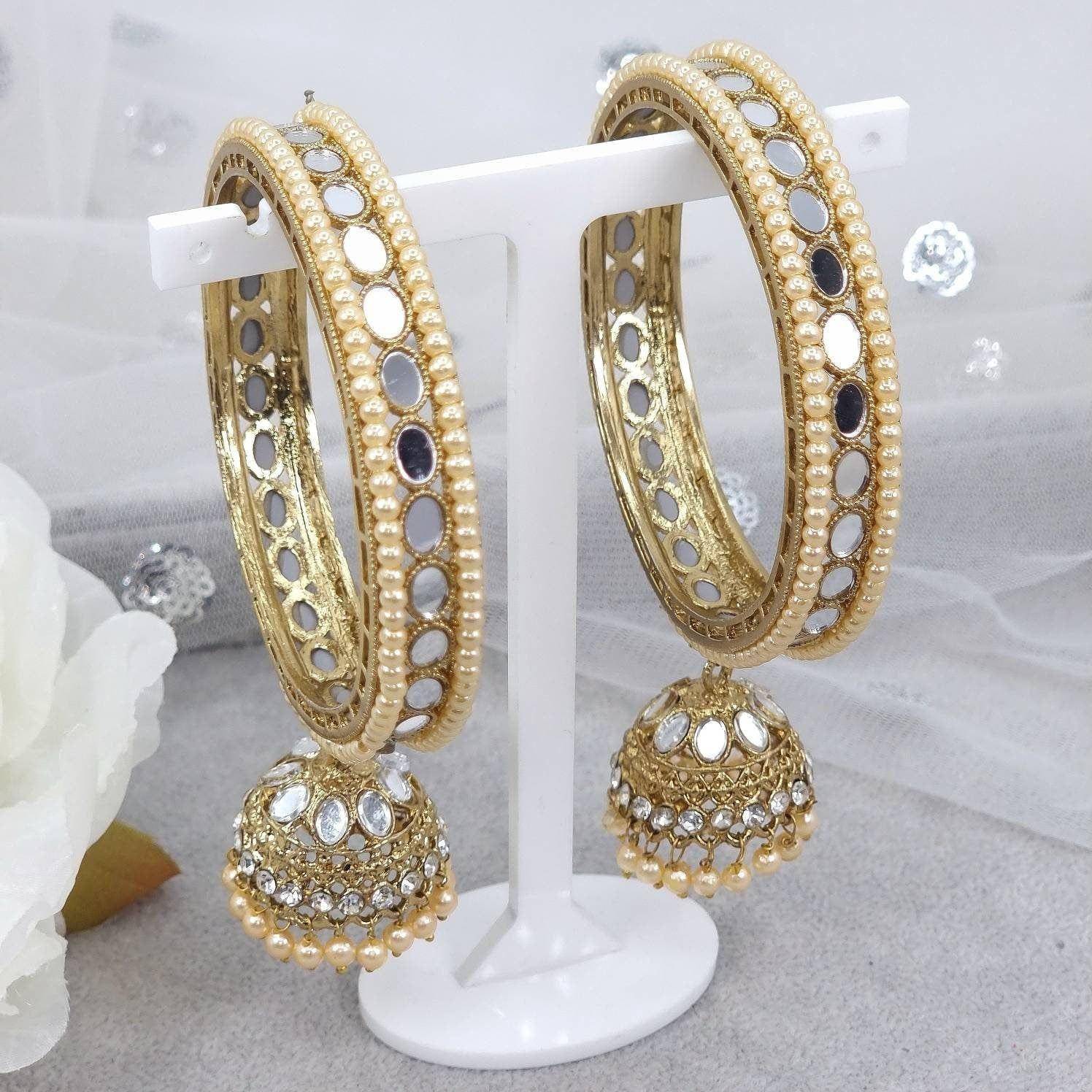 Mehar Mirror Jhumka Bangles - Fancy Fab Jewels