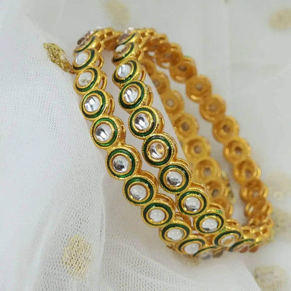 Pair of Kundan Minakari Bangles - Fancy Fab Jewels