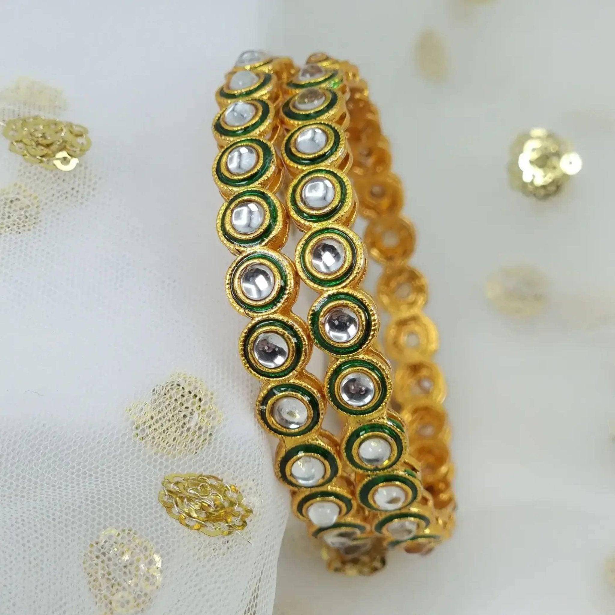 Pair of Kundan Minakari Bangles - Fancy Fab Jewels