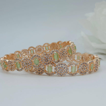 Pair of Rose Gold Bangles - Mint Green - Fancy Fab Jewels