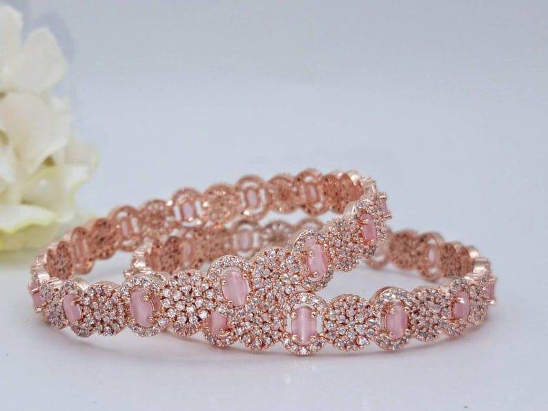 Pair of Rose Gold Bangles - Pink - Fancy Fab Jewels