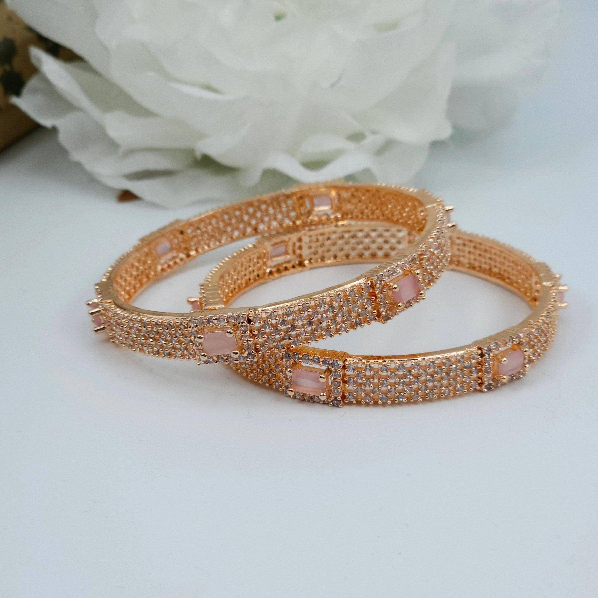 Pair of Rose Gold Bangles - Pink - Fancy Fab Jewels