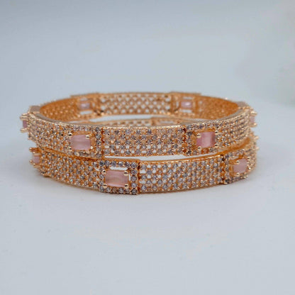 Pair of Rose Gold Bangles - Pink - Fancy Fab Jewels