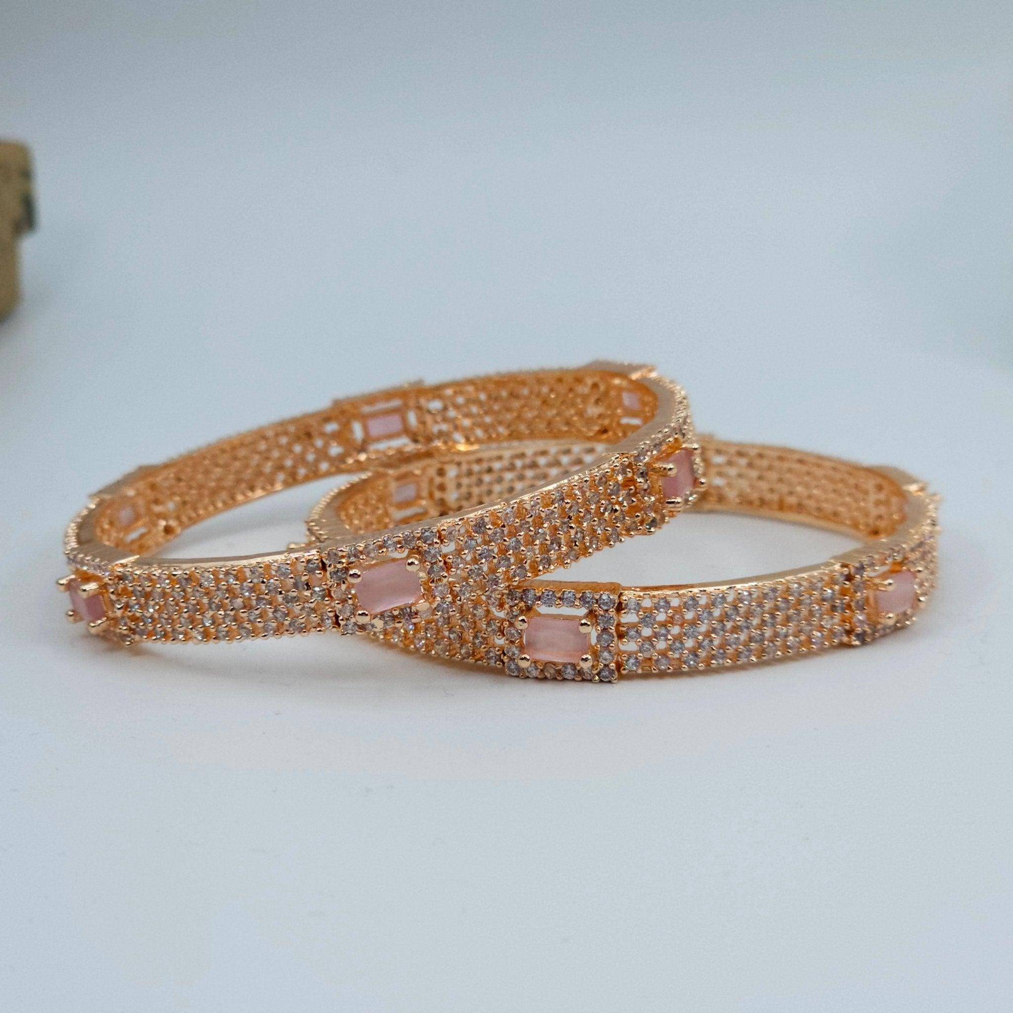 Pair of Rose Gold Bangles - Pink - Fancy Fab Jewels