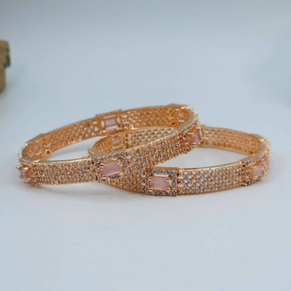 Pair of Rose Gold Bangles - Pink - Fancy Fab Jewels