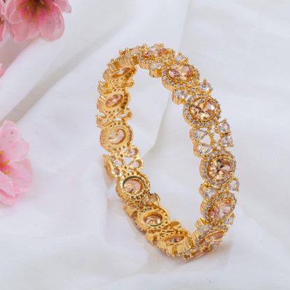 Priti- Gold Plated American Diamond CZ Bangle Set - Fancy Fab Jewels