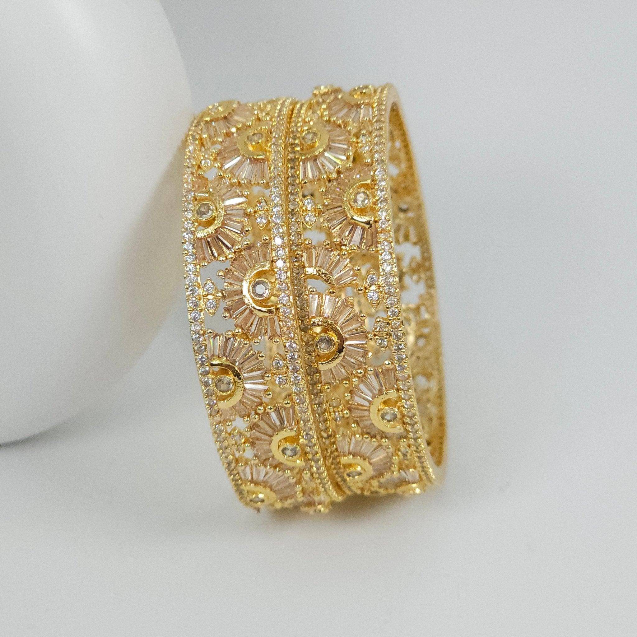 Priya - Gold plated American Diamond Bangles - Fancy Fab Jewels