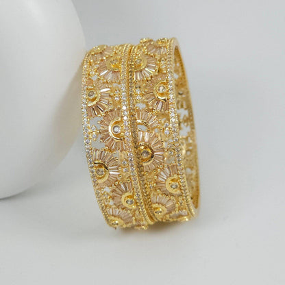 Priya - Gold plated American Diamond Bangles - Fancy Fab Jewels