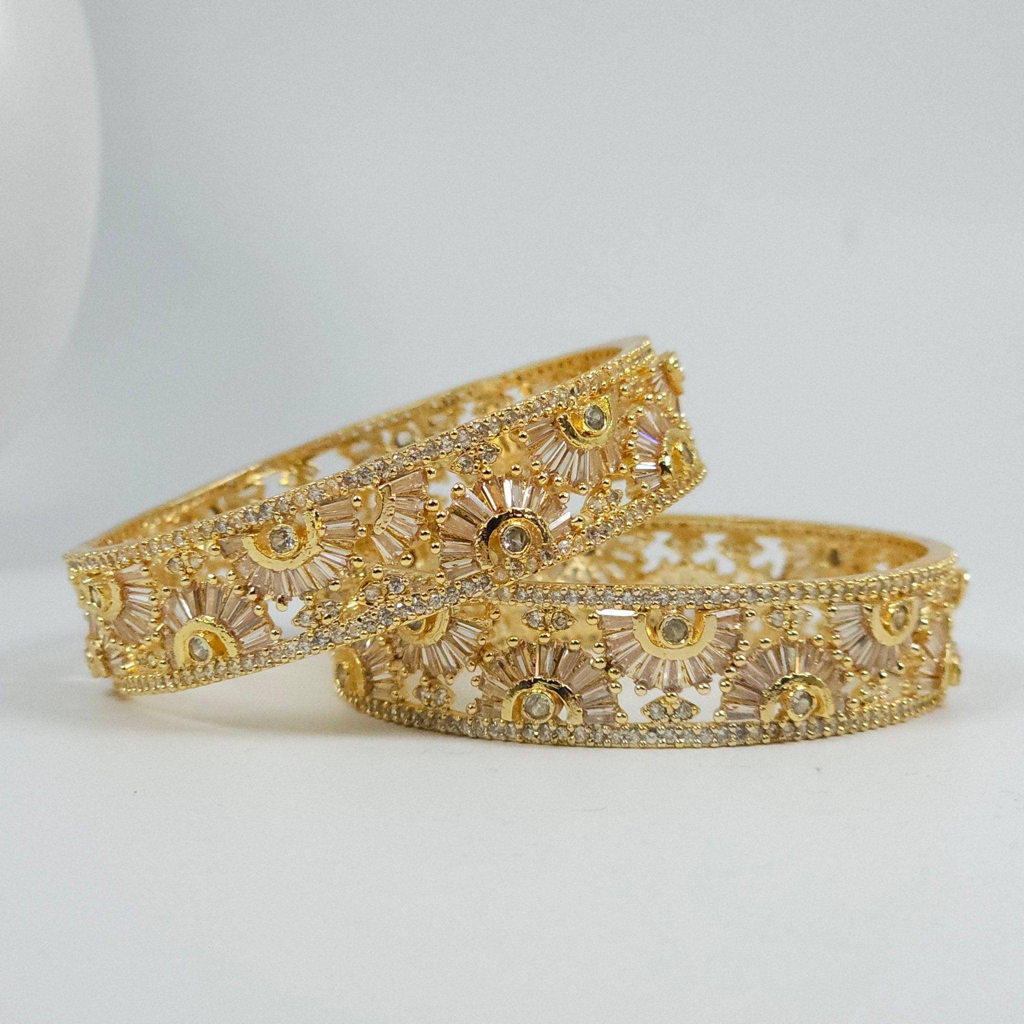 Priya - Gold plated American Diamond Bangles - Fancy Fab Jewels